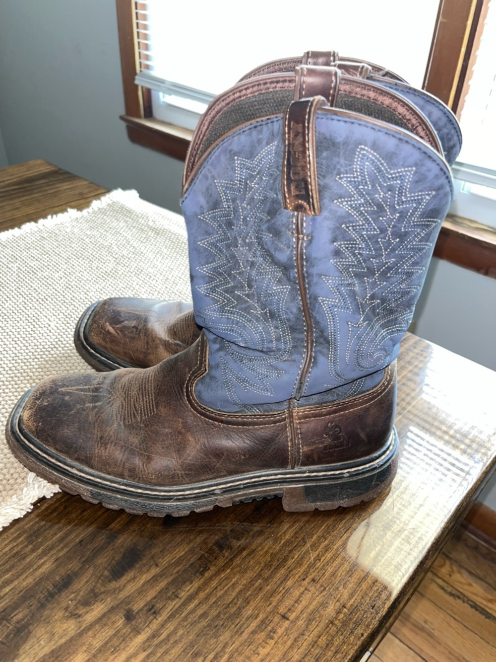 Rocky Brown Leather & Blue Shaft Kids Western Boots